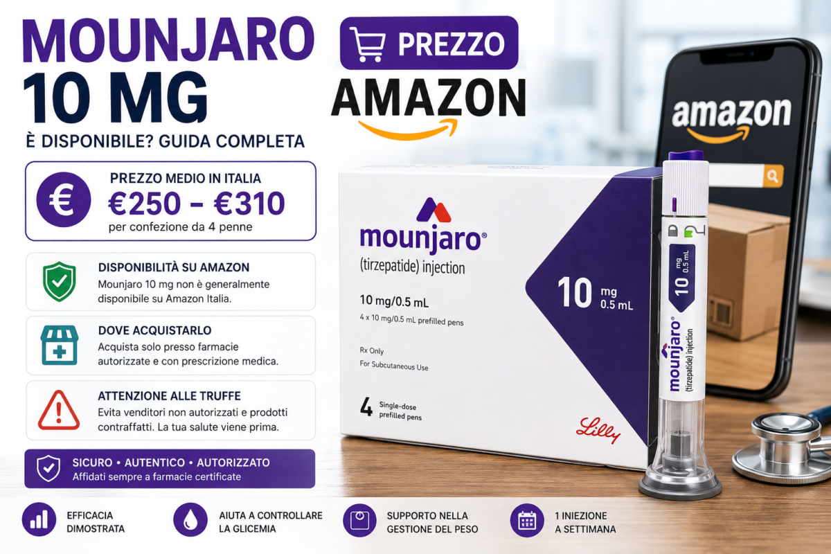 Mounjaro 10 mg prezzo Amazon in Italia – guida sulla disponibilità, costo, acquisto sicuro e informazioni sul farmaco tirzepatide.
